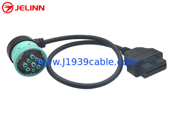 Góc phải Màu xanh lá cây J1939 Deutsch Cáp nữ 9 chân đến J1962 OBD2 16 chân cáp