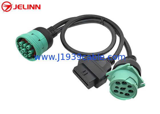 J1939 9 Pin đến OBD 2 OBD2 16 Pin Splitter Y Cable 9Pin Splitter Wire Harness cho xe tải GPS