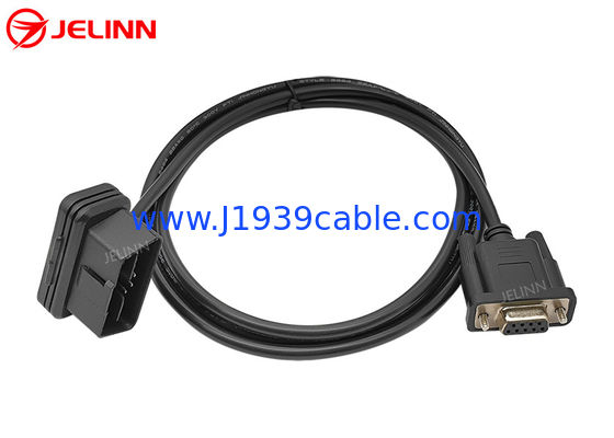 J1962 Cáp kết nối góc phải OBD 2 OBD2 16 pin đến RS232 DB9